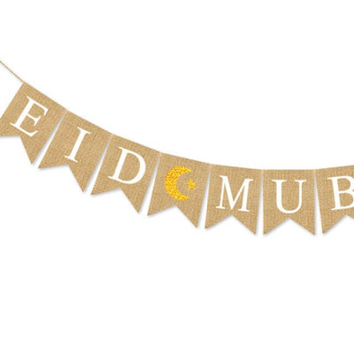 Eid Mubarak Burlap Banner