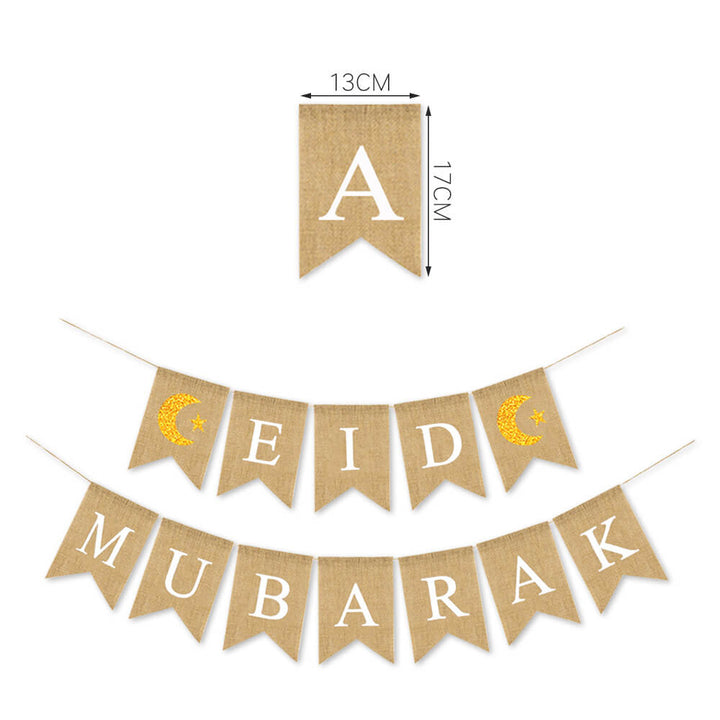 Eid Mubarak Burlap Banner