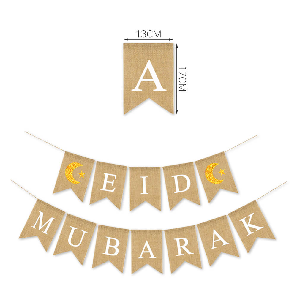 Eid Mubarak Burlap Banner