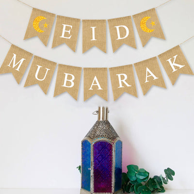 Eid Mubarak Burlap Banner