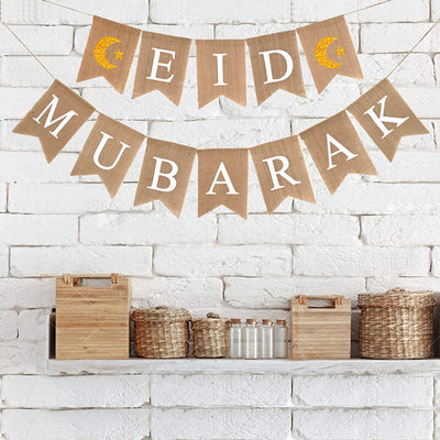 Eid Mubarak Burlap Banner